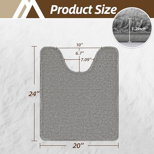 COSY HOMEER U-Shaped Toilet Rug, Grey, 24"x20" | Soft, Absorbent, Non-Slip TPR Backing, Machine Washable, Shaggy Bath Mat for Toilet - color: Grey, size: 1'8" x 2' (U-Shape)