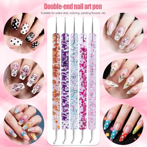 Artdone 32pcs Nail Art Brushes Tools Set Dotting Tools for Gel Polish | Dust Brush,Striping Brushes for Long Lines, Drawing Pen Design supply - color: 32Pcs set