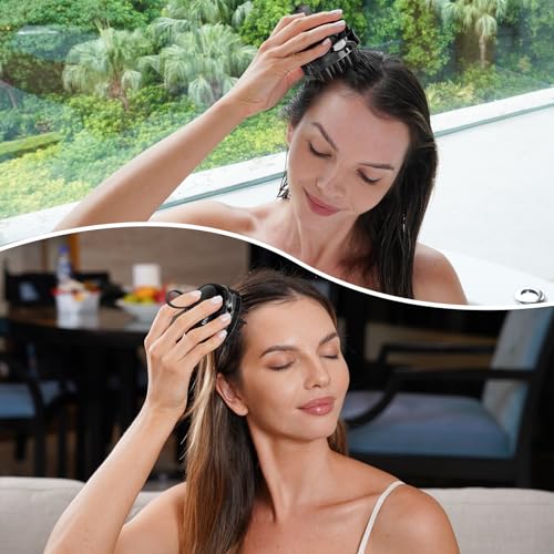 SHINLEA 2 in 1 Scalp Massager Hair Growth,Scalp Scrubber with Soft Silicone Bristles for Dandruff Removal,Shampoo Brush for Exfoliation,Head Massager for Both Wet and Dry Use (Black) - color: Black