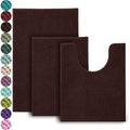 Urvoix Bathroom Rugs Set - 3 Pieces Ultra Soft Non-Slip Bath Mats, Chenille Absorbent Bath Rugs for Bathroom, Tub and Shower (Chocolate Brown) - color: Chocolate Brown