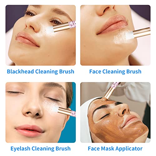 Kirecoo 17 PCS Lash Shampoo Brushes - Glitter Crystal Lash Makeup for Eyelash Extensions, Cleansing, Nose Pore Deep Cleaning Brush, Eyelash Wash and Bath for Extensions