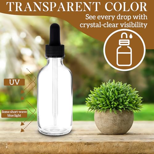 STARSIDE 48-Pack 1oz Clear Glass Leakproof Dropper Bottles | 30ml Dropper Bottles for Essential Oils & Crafts, Includes Funnel, Brush, Labels, Extra Droppers & Measuring Cup - color: 1oz-Clear-48pcs