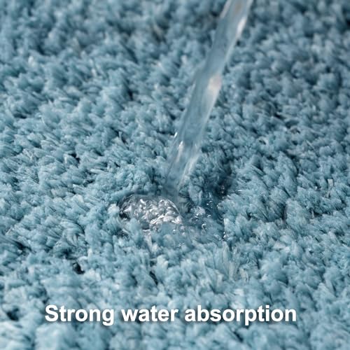 3 Pieces Luxury Bathroom Rug Set with U-Shaped Toilet Rug, Non-Slip Rubber Bottom, Thick Microfiber Fluffy Plush, Water absorption, Quick Dry, Ultra Soft, Bath Mats for Bathroom, Tub(Lake Blue) - color: Lake Blue