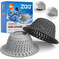 zaa Bathtub Drain Hair Catcher, 2 Pack Silicone Collapsible Bathtub Drain Cover Hair Catcher & Protector for Pop-Up & Regular Drains of Shower, Bathtub, Tub, Bathroom, Sink, Gray & Black - color: Gray Black