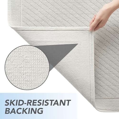 Arkwright 100% Cotton Bathroom Rug - High Absorbent Stylish Textured Woven Design Bath Mat, Slip Resistant Backing for Shower and Bathtub Floor, 20x32 in - Grey - color: Oyster Mushroom Grey, size: 20" x 32" (Rectangular)