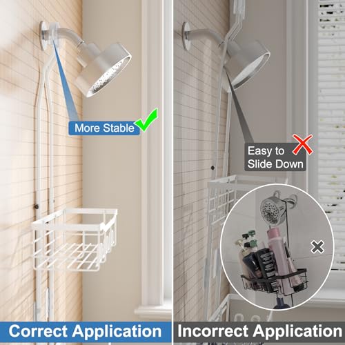 Upgraded Extended Length Shower Organizer with Hooks, Rustproof Shampoo Soap Holder, Large Hanging Bathroom Caddy, White - color: White - 2 Tier - Standard