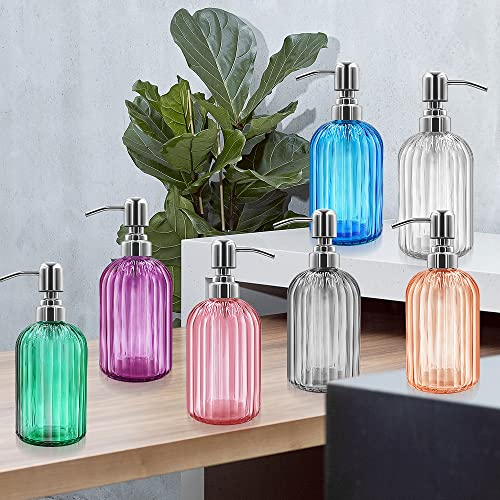 14 Oz Glass Soap Dispenser with 304 Rust Proof Stainless Steel Pump, Refillable Hand Liquid Soap Dispenser for Bathroom, Kitchen, Countertop, Laundry Room (Dark Grey) - color: Gray