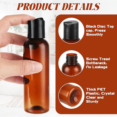 50 Pcs 4oz Squeeze Bottle Set, 4 oz Squeeze Bottle Empty Lotion Bottles with Black Flip Caps, Refillable Travel Containers for Shampoo, Body Wash, Crafts and Toiletries
