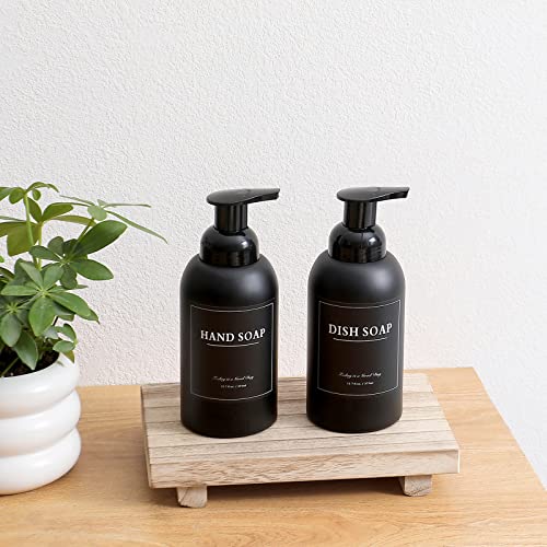 rejomiik 2 Pack Foaming Thick Glass Foam Hand Soap Dispenser for Bathroom or Kitchen Sink, 13 oz Pump Bottles for Hand soap, Body Wash, Matte Black - color: Black