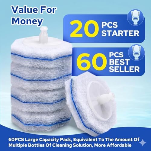 20pcs Disposable Toilet Brush Refills, Toilet Bowl Cleaner Refill Pads, Compatible with Most Toilet Cleaning Wands, Replacement Scrubber Heads for Deep Bathroom Cleaning, 20 Count - size: 20 Count (Pack of 1)