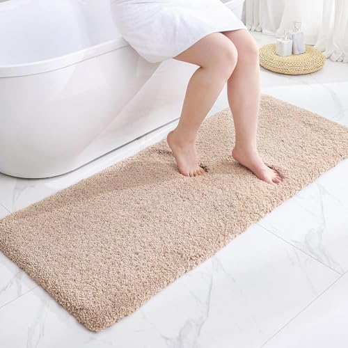 Disolla Beige Bathrom Runner Rug 24x70 - Extra Large Soft Plush Bath Mat, Thick Long Non-Slip Shaggy Floor Mat, Ultra-Absorbent for Master Bathroom Vanity - color: Beige, size: 2' x 5'10" (24''x70'' Bathroom Rug)