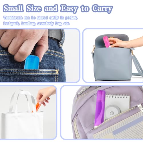 Travel Toothbrush 3Pcs Travel Toothbrush Set Mini Toothbrushes Soft Portable Toothbrushes Travels with Tooth Brush Cover Small Folding Toothbrush Individually Wrapped for Camping Purple Pink Blue - color: Purple+pink+blue, size: 1 Count (Pack of 3)