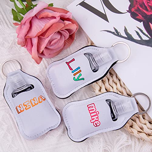 Duufin 60 Pcs Sublimation Hand Sanitizer Holder Blanks Empty Bottle Set | Including 30 Pcs White Hand Sanitizer Keychain Holder and 30 Pcs Refillable Empty Travel Bottles for Backpack Purse - color: Pure White
