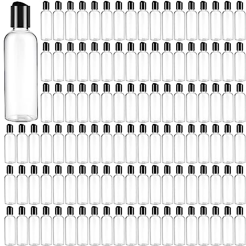Roshtia 100 Pack 3.4 oz Travel Bottles for Toiletries, Clear Refillable Plastic Bottles with Disc Top Flip Cap, Leak Proof Empty Containers for Lotion, Shampoo, Essential Oil, Bulk Travel Size(Black) - color: Black, size: 3.4 oz