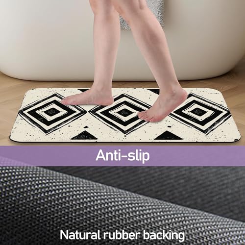 Doodle Geometry Bathroom Rugs Mat, Super Absorbent Quick Drying Floor Mat for Bathroom Entryway 17"x30" - color: Doodle Geometry