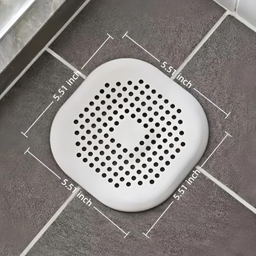 Upgraded Silicone Shower Drain Hair Collector, 2-piece Square Drain Cover with Strong Suction Cup, Anti Clogging Hair Filter for Bathtub, Bathroom Shower, and Kitchen Sink, Easy to Clean and Reuse - color: Gray