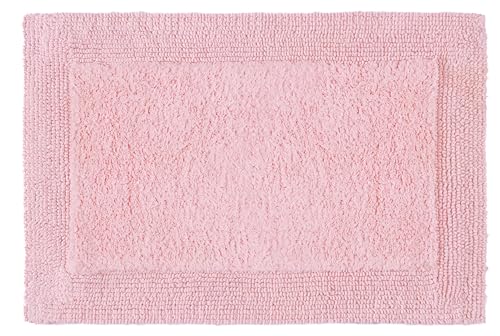 Bedding Craft Cotton Bath Mat Rug 21x34, Reversible Bathroom Rug, Water Absorbent, Machine Washable, Soft Cloth Bathmat for Outside Bathtub, Chalk Pink - color: Chalk Pink, size: 1'9" x 2'10" (Rectangular)