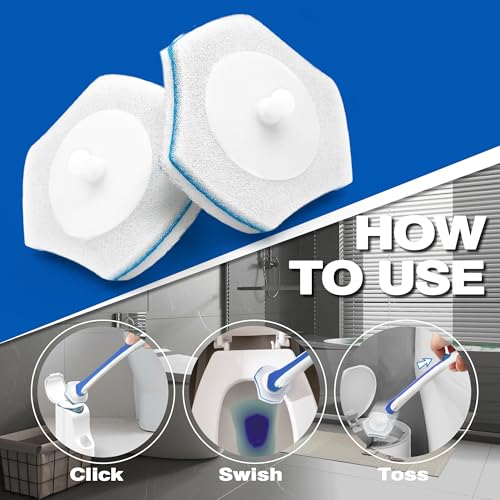 JEHONN Disposable Toilet Brush with 48 Wand Cleaner Refills, Wall Mounted Toilet Bowl Brush Holder Set, Bathroom Cleaning System for Sink Bathtub Wash Basin (Blue) - color: Blue