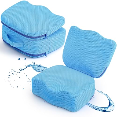 Yerliker 1 Pcs Foldable Hot Tub Booster Seat for Adults, Adjustable 2 Heights up to 6.3", Weighted Booster Seat 3D Air Mesh Hot Tub Accessories Quick Dry Micro Dot Non Slip for Spa Bathtub Pool - color: Blue