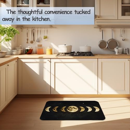 Celestial Moon Phases Bathroom Mat,Non-Slip Rubber Backing Thin Low-Profile Bath Rug,Easy-Clean Bathroom Floor Mat for Shower,Bathtub,Kitchen,or Entryway - color: Celestial Moon Phases