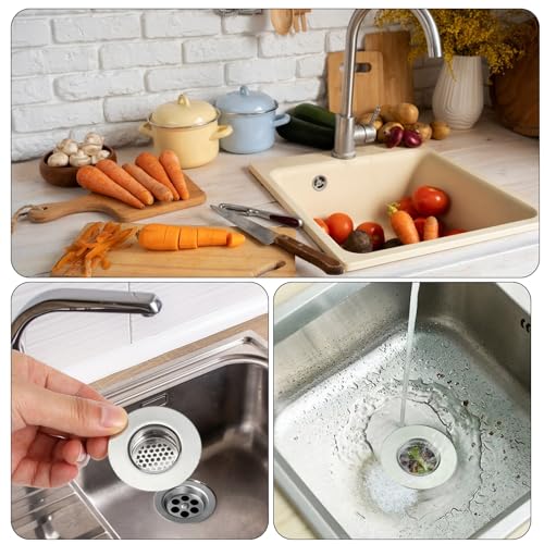 3pcs Bathroom Sink Strainer Fit Hole Size from 1.25" to 1.60" Bathtub Hair Catcher Bathroom Sink Drain Cover Stainless Steel Sinks Strainers Bath Tub Hair Catcher Mesh Sinks Strainer for Kitchen