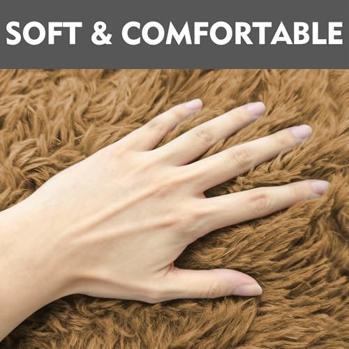 RUN HELIX Shaggy Bathroom Rugs Sets 3Piece Bath Mat for Bathrom Non-Slip Bathrom Mats Water Absorbent Bath Rug Floor Mats Soft Washable Shower Rug with U-Shaped Contour Rug Toilet Lid Cover Brown - color: Brown