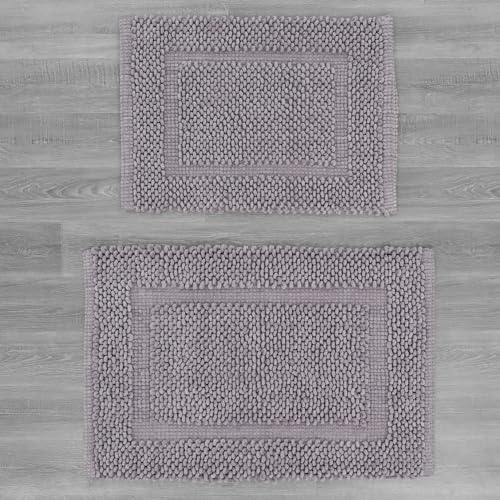 Jean Pierre New York 100% Chenille Cotton Skid Resistant Plush Bath Mat - 17"x24"/20"x32" Bathroom Rug Set - Charcoal Grey - color: Charcoal Grey, size: 17" x 24" / 20" x 32" (Rectangular)