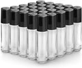sungwoo 25 Pack Essential Oil Roller Bottles, 10ml Clear Glass Bottles with Stainless Steel Roller Ball and Cap for Travel, Perfume and Lip Gloss - color: Clear, style: 25 Pack