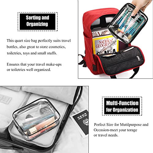 MODENGKONGJIAN TSA Approved Toiletry Bag, 3 Pcs Clear Toiletries Bags Quart Size Travel Makeup Cosmetic Bag for Women Men, Carry on Airport Airline Compliant Bag (Rose Gold) - color: Rose Gold