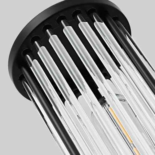 Black Wall Sconce Bathroom Vanity Light Fixtures for Mirror, Modern Wall Light with Glass Rod Shade for Bathroom, Bedroom, Hallway, Living Room - Bulb Not Included - color: Black-Glass Rod