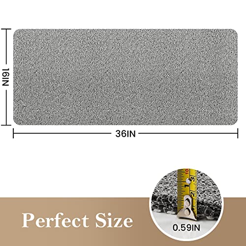 Shower Mat Bathtub Mat Non-Slip,36x16 inch, Soft Tub Mat with Drain,PVC Loofah Bath Mat (Phthalate Free) for Tub and Bathroom,Quick Drying,Grey - color: Grey, size: 36" x 16" (Rectangular)