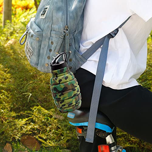 QiCheng&LYS Collapsible Water Bottle Sports Bottle 19.5OZ/580ml Travel Water Bottle for Men Women Kids. BPA Free Food Grade Silicone. (Army green camouflage) - color: Army green camouflage