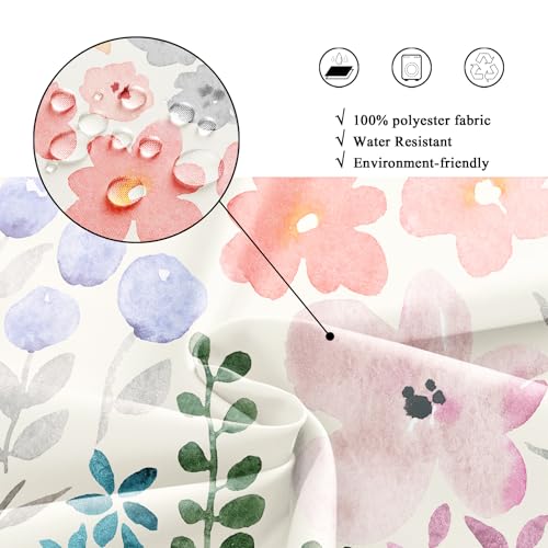 Riyidecor Clawfoot Tub Extra Wide Shower Curtain for Bathroom Decor 180Wx70H Floral Flower Cute Colorful Wrap All Around Circular Round Art Printed Fabric Polyester Waterproof 32 Pack False Hooks - color: A-pink, size: 180"W x 70"L (Pack of 1)