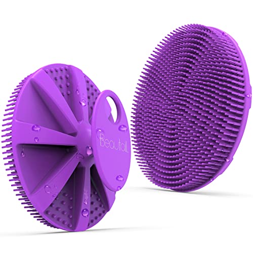 Silicone Body Scrubber, BEAUTAIL Shower Bath Scrubber, More Hygienic Than Traditional Loofah, Lather Nicely, Long Lasting, Gentle Exfoliating Brush for Women Men Baby Sensitive Skin, 1 Pack, Purple - color: Purple 1 Pc
