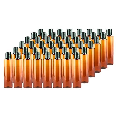 Plastic Amber Bottles (Pack of 48) - 4oz Amber Plastic Bottle with Screw Caps; Used as Reusable Shampoo, Lotion Bottles for Travel, Body Wash Container - size: 4 oz 48 pack