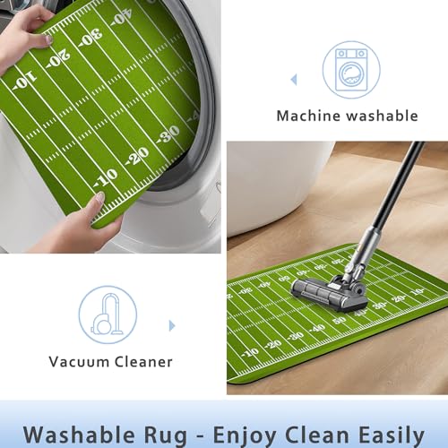 American Football Field Bathroom Mat,Non-Slip Rubber Backing Thin Low-Profile Bath Rug,Easy-Clean Bathroom Floor Mat for Shower,Bathtub,Kitchen,or Entryway - color: American Football Field