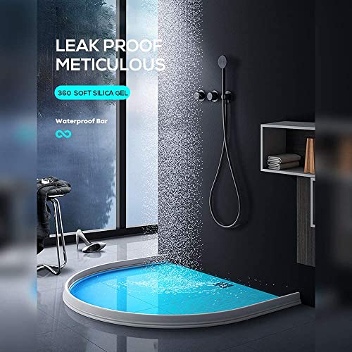 Hi-Na 3ft/5ft/6ft/8ft/10ft Collapsible Shower Threshold Water Dam Water Barrier for Shower and Water Stopper Keeps Water Inside Water Threshold for Wet and Dry Separation (3ft, White) - color: White, style: 3ft