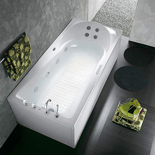 Bathtub and Shower Mats, Extra Long Non-Slip Bath Tub Mat 39 x 16 Inch, Machine Washable Bathmat with Suction Cups & Drain Holes for Bathroom Floor, White - color: White
