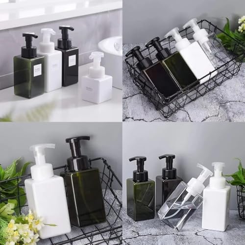 2Pcs Foaming Soap Dispenser, 450ml(16oz) Refillable Modern Square Pump Bottle for Shampoo, Body Wash, Liquid Soap, PETG Plastic Empty Soap Dispenser for Kitchen, Bathroom, Hospital (Green) - color: Green