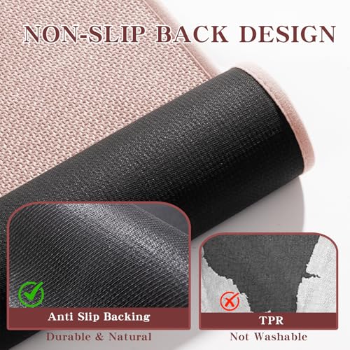 chakme Bathroom Rugs Mat U-Shaped 24x17, Ultra ThinNon Slip Bath Mat Small Quick Dry Absorbent Bath Matfor Bathroom Floor, (Pink, U-24"x17") - color: Pink, size: 1'5" x 2' (U-Shape)