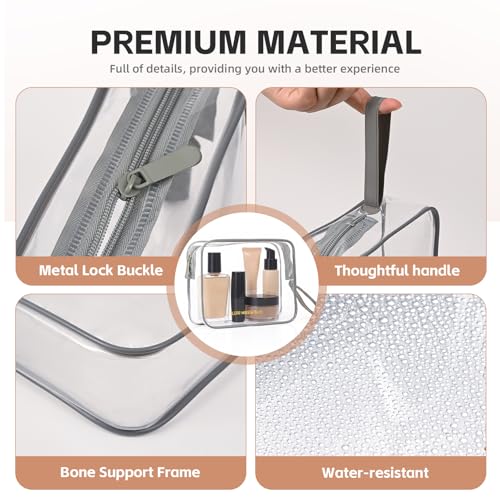 Icramsy Clear Makeup Bag,2 Pack TSA Approved Toiletry Bag Travel Toiletry Bag Hanging Makeup Cosmetic bag for Women Men (Grey) - color: Grey