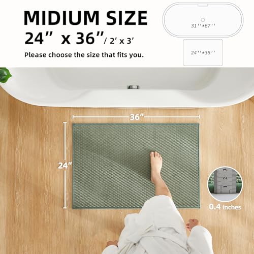TYUU Bathroom Rugs Non Slip Washable, Super Absorbent Thin Bath Mat Quick Dry Low Pile Bathroom Rug, Sage Green 24"x36" - color: Sage Green, size: 2' X 3' (Rectangular)