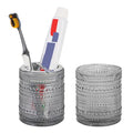 Grey Toothbrush Holders for Bathrooms, Glass Toothbrush Holder with 2 Slot Divider, 10oz Bathroom Tumbler and Mouthwash Cup, Tooth Brush Holder for Brushes, Toothpaste - color: Grey