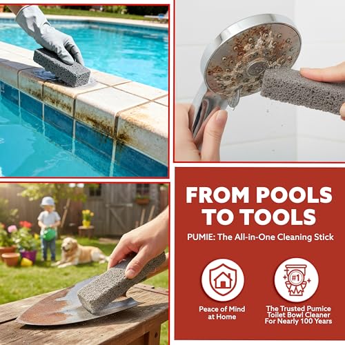 PUMIE Scouring Stick 2 Pack, Toilet Bowl Ring Remover, Heavy Duty Extra Strong Pumice Cleaning Bar, Pumice Stone for Cleaning Toilet Rings, Bathroom & Kitchen Stains by USPumice - size: 2 Count (Pack of 1)