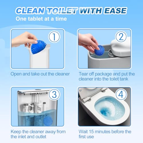 KIISIISO Toilet Bowl Cleaner Blue Tablets 18 Pack, Slow-Dissolving Automatic Bowl & Tank Cleaner, Septic Safe & Plumbing Friendly for Bathroom Toilet Cleaning, Prevents Tough Stains - size: 1 Count (Pack of 18)