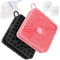 Manmihealth Dual-Sided Silicone Body Scrubber Scalp Massager 4 PCS, 2-in-1 Silicone Shower Shampoo Brush for Men and Women, Exfoliating Silicone Loofah with Soap Bag, Lather Well (Black+Pink) - color: Shower Brush (Black+pink)