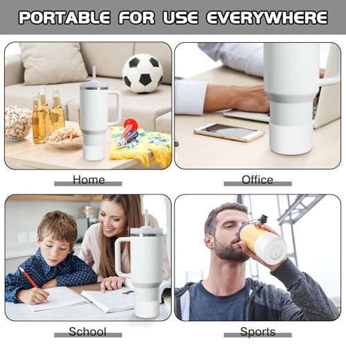 WUQID Silicone Boot Sleeve Compatible with Hydro Flask Travel Tumbler with Handle 32oz&40oz and 12-24oz Hydroflask Bottle & Stanley 20 30 40oz Tumbler, Fit 2.83-2.95in Bottom, Anti-Slip Bottle Cover - color: Frost