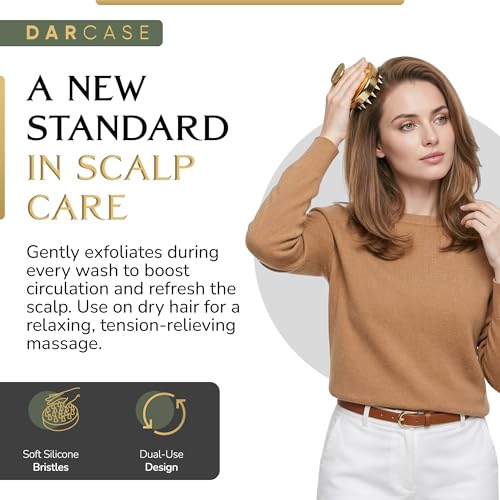 DARCASE Silicone Scalp Massager Shampoo Brush, Silicone Scalp Scrub Brush | Premium Scalp Scrubber with Soft Bristles for Gentle Exfoliation, Silicone Shampoo Brush for Deep Clean & Relaxing Massage