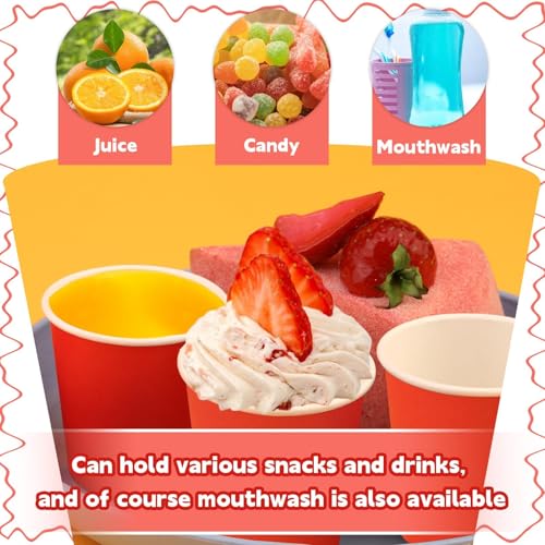 50 Pack 3 oz Paper Cups, Small Bathroom Cups Disposable Cups | Small Bathroom Cups, Mini Disposable Cup for Espresso Snack Bathroom, Party Travel Picnic BBQ - color: Red, size: 50 Count