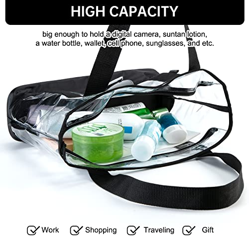 BORMELUN clear tote bag,Purse handle with zipper for work plastic transparent see through women - color: Black
